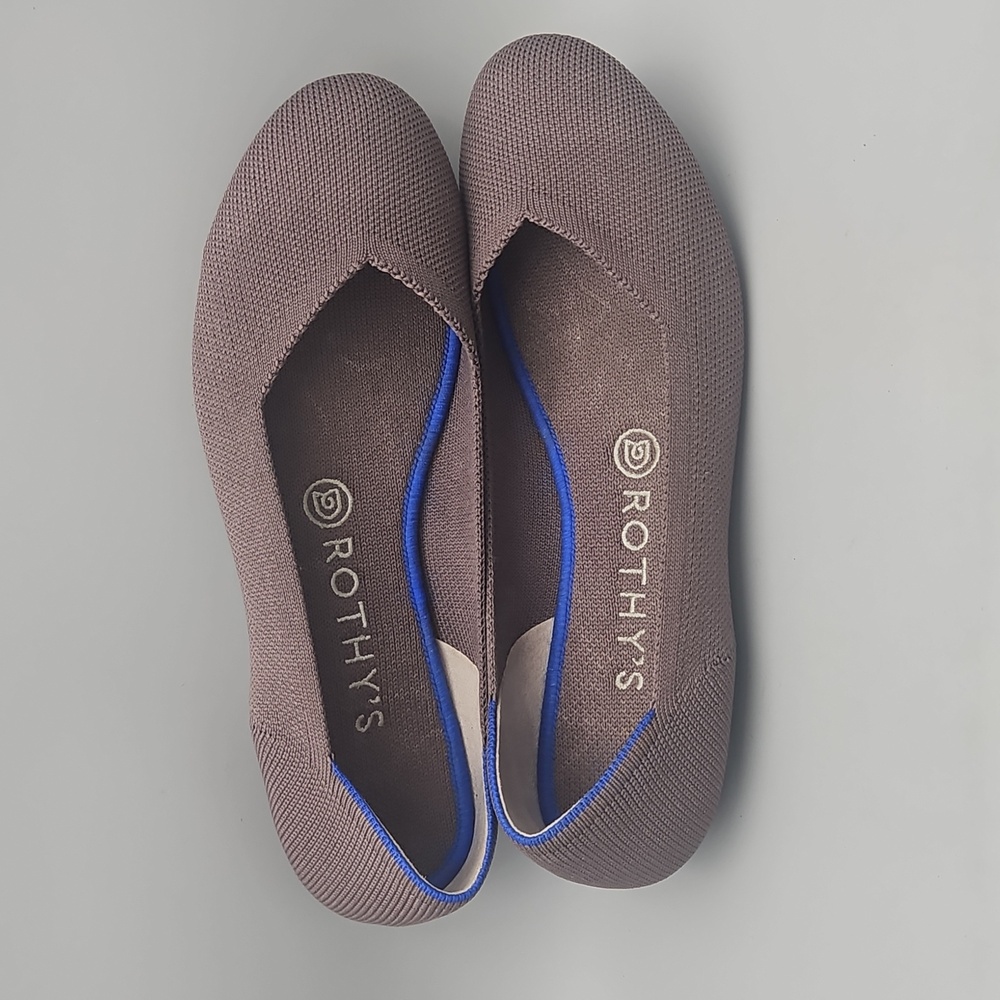 Rothy's The Flat Mink, Gray Mauve Brown Round Toe Shoes Knit 8 - Picture 4 of 13